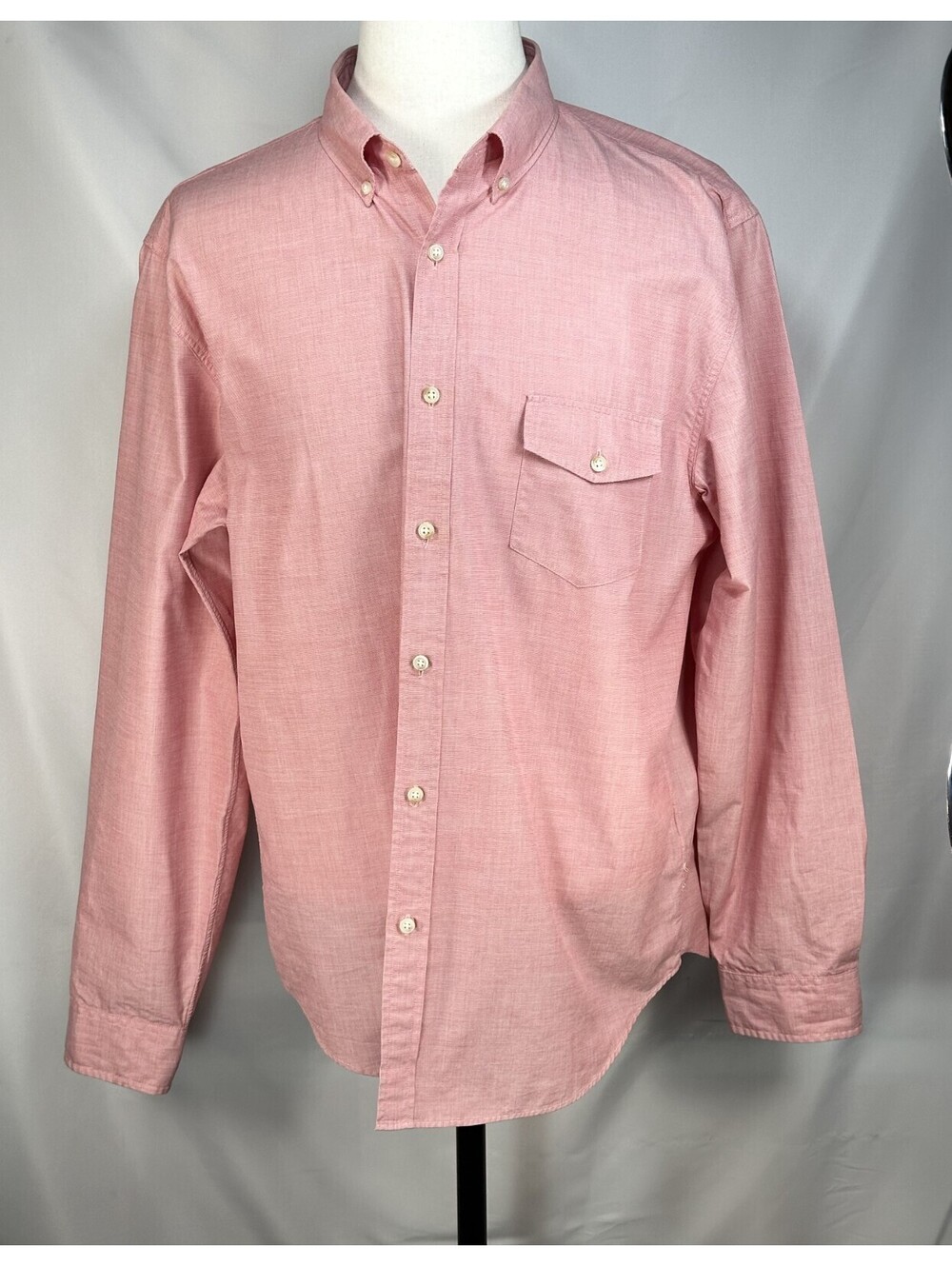 J Crew 2-Ply 100% Cotton Pocket Oxford Button Up Red Mens XL